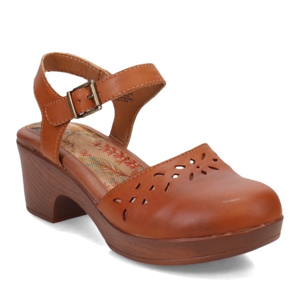 B.O.C. Vintage Y2K Tan Laser Cut Platform Mary Jane Clogs Heels Women's Size 10M